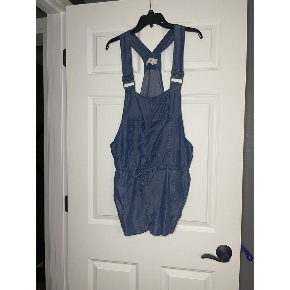 Thread & Supply Chambray Tie Waist Shortall overalls  medium blue